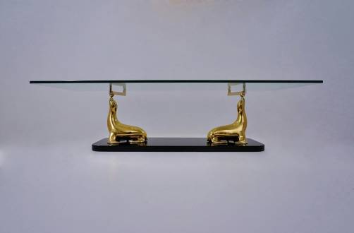 Brass sculptural coffee table, Frederick Cooper, 1970`s, American